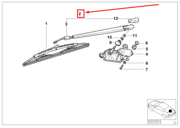 BMW Z3 Coupe E36 Front Right Wiper Arm 8413156 61628413156 ORIGINAL - Image 5