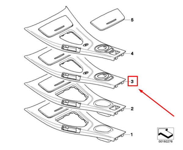 BMW 3 E90 Center Console Cover 7898850 51167898850 ORIGINAL - Image 5