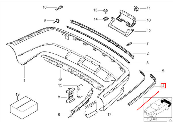BMW 5 E39 Rear Left Rocker Panel Moulding 51128205249 8205249 ORIGINAL - Image 5