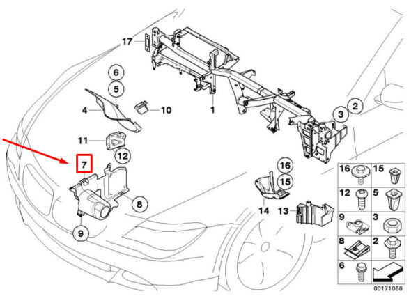 BMW 6 Cabrio E64 Right Steering Gear Cover 51717906522 7906522 ORIGINAL - Image 5