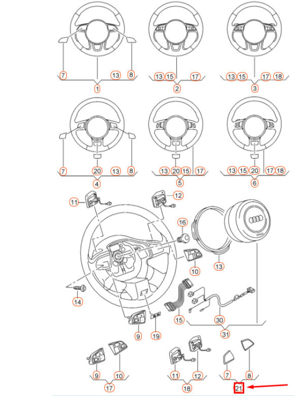 AUDI Q3 8U Sports Steering Wheel Caps Set 8U0498685C ORIGINAL - Image 4