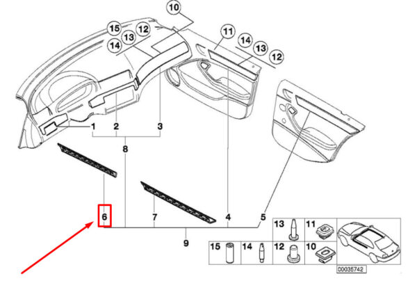 BMW 3 E46 Front Left Door Decorative Strip 51457047161 7047161 ORIGINAL - Image 5