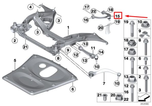 BMW 6 F06 Front Right Upper Control Arm 2284982 31122284982 ORIGINAL - Image 5