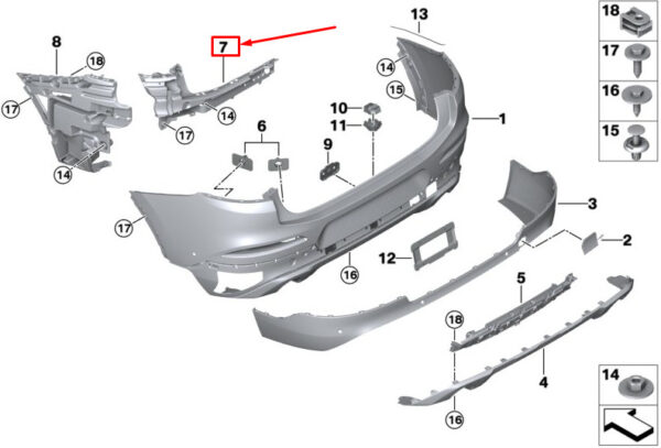 BMW X4 F98 Rear Left Bumper Guide 51127416025 ORIGINAL - Image 4
