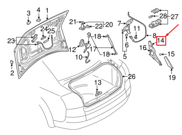 AUDI A4 Avant B7 Rear Right Deck Lid Hinge 8E5827302G ORIGINAL - Image 4