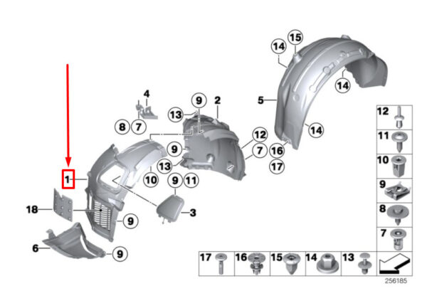 BMW 6 Coupe F13 Front Right Inner Fender Lining 51717224484 7224484 ORIGINAL - Image 5