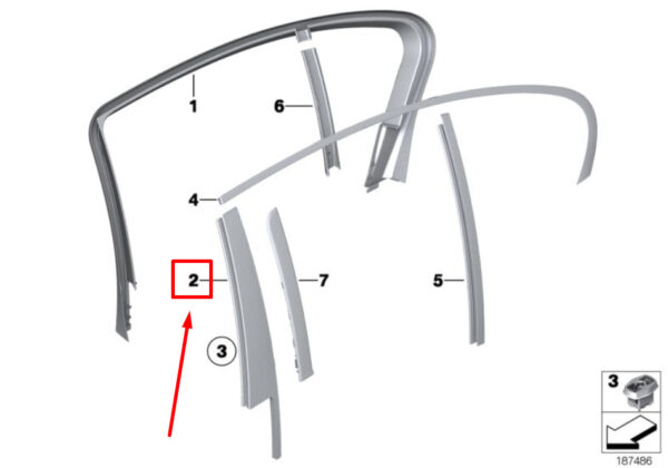 BMW 7 F01, F02 Rear Right Door Column-B Cover 51357185234 7185234 ORIGINAL - Image 5