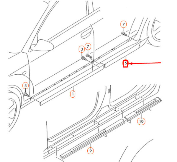 AUDI A6 C6 Rear Left Door Lower Molding 4F0853969LGRU ORIGINAL - Image 4