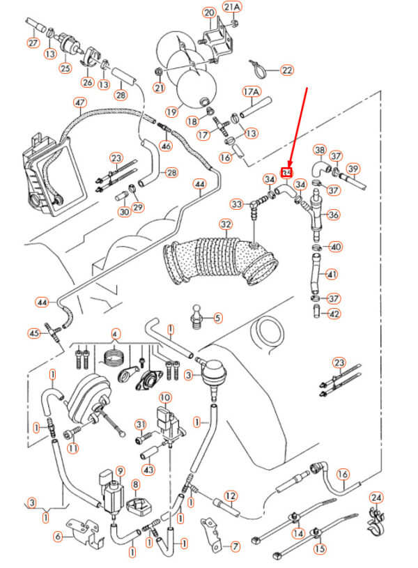 AUDI A4 B7 Vacuum System Angled Hose 079133784D ORIGINAL - Image 4