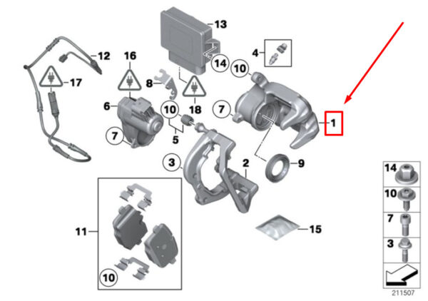 BMW 5 F10 Rear Left Brake Caliper 6793041 34216793041 ORIGINAL - Image 5
