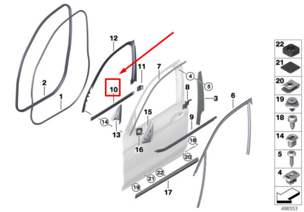 BMW X3 G01 Front Right Door Window Cavity Seal 51337393418 7393418 ORIGINAL - Image 5