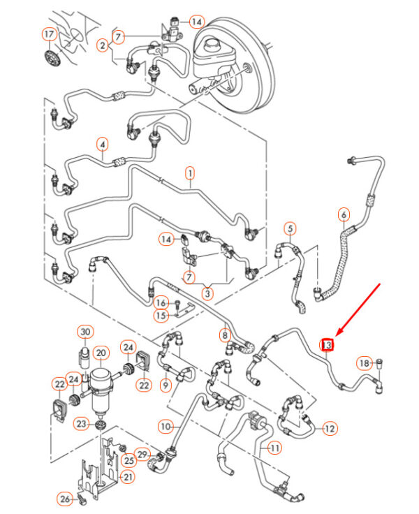 AUDI Q7 4L Brake Servo Vacuum Line 7L6611918K ORIGINAL - Image 4