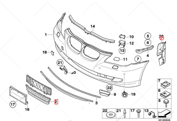 BMW 5 Touring E61 Front Bumper Lower Center Grill 51117178115 ORIGINAL - Image 4
