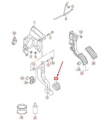 AUDI A1 8X Brake Pedal Pad 6Q0723173A01C ORIGINAL - Image 3