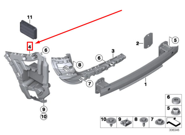 BMW X3 F25 Rear Right Bumper Bracket 7210078 51127210078 ORIGINAL - Image 5