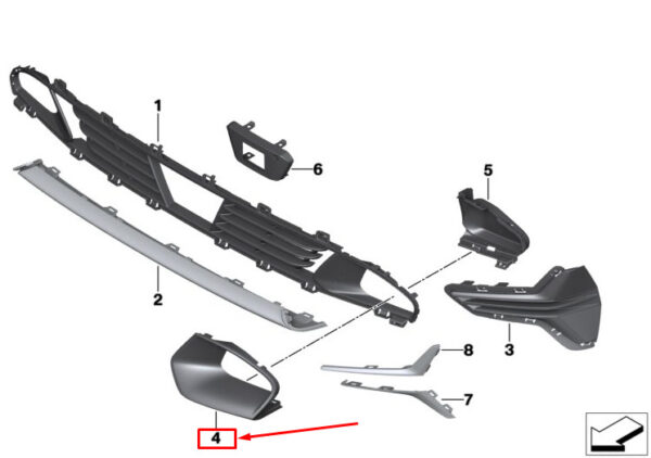 BMW 3 G20 Front Right Bumper Air Inlet Finisher 51118496510 ORIGINAL - Image 4