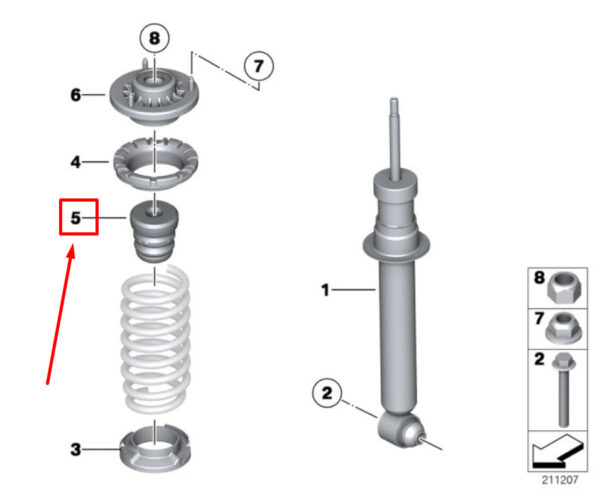 BMW 5 F10 Auxiliary Shock Absorber 33536789386 6789386 ORIGINAL - Image 5