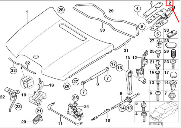 BMW 7 E65,E66 Front Right Engine Hood Hinge 7210672 41617210672 ORIGINAL - Image 5