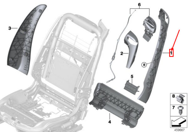 BMW 4 F33 Front Right Seat Outer Backrest Trim 52107374784 ORIGINAL - Image 3