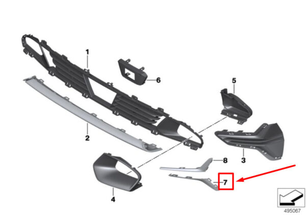 BMW 3 G20 Front Bumper Lower Chrome Moulding 51117471524 7471524 ORIGINAL - Image 5