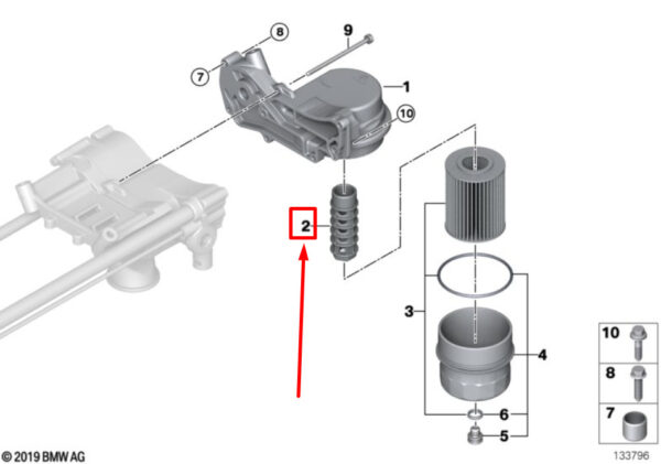 BMW 7 E65,E66 Oil Filter Unit Supporting Dome 7506678 11427506678 ORIGINAL - Image 5