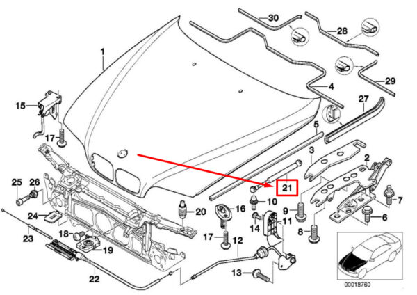 BMW 5 E39 Front Bonnet Strut 8174866 51238174866 ORIGINAL - Image 5