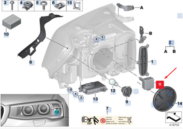 BMW X3 F25 Front Headlight Bulb Xenon Light 63128523990 8523990 ORIGINAL - Image 5
