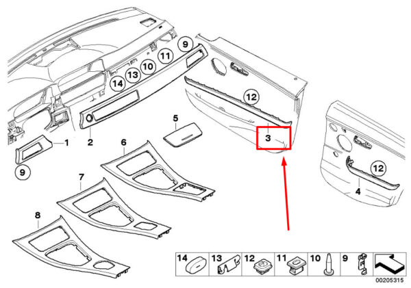 BMW 3 E90 Front Right Door Decorative Strip 9171788 51419171788 ORIGINAL - Image 4