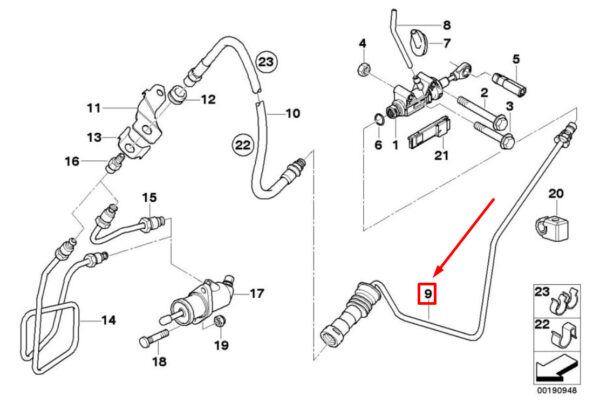 BMW Z4 Roadster E85 Clutch Control Pipe 21526774278 6774278 ORIGINAL - Image 4