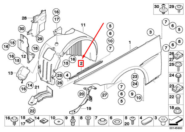 BMW 6 E63 Front Right Fender Reinforcement 7070468 41357070468 ORIGINAL - Image 4