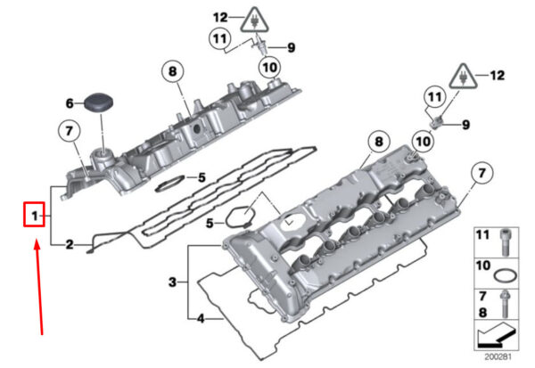 BMW 7 F01, F02 Engine Valve Cover 11127587738 7587738 ORIGINAL - Image 4