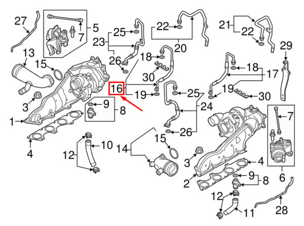 AUDI A7 Sportback 4G Right Turbo Oil Supply Line 079145140F ORIGINAL - Image 4