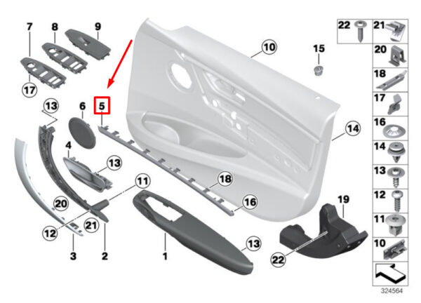 BMW 3 F30, F80 Front Right Accent Molding 8065962 51418065962 ORIGINAL - Image 4
