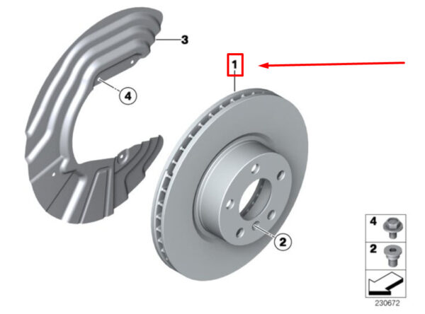 BMW X3 F25 Front Right Brake Disc 6871800 34116871800 ORIGINAL - Image 4