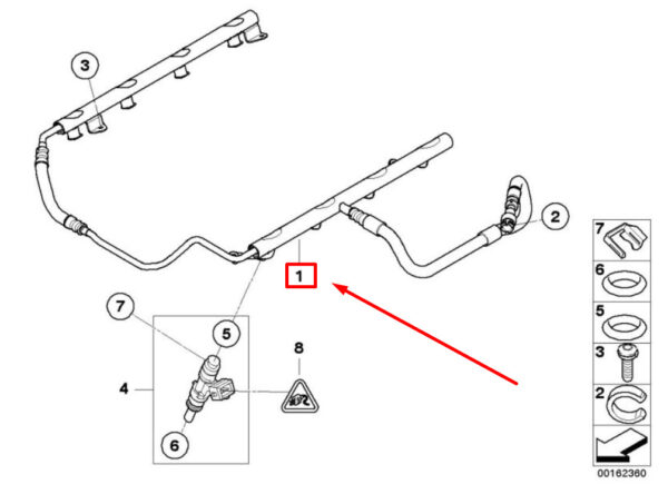 BMW 3 E90 Fuel Injection Rail 7837284 13537837284 ORIGINAL - Image 4