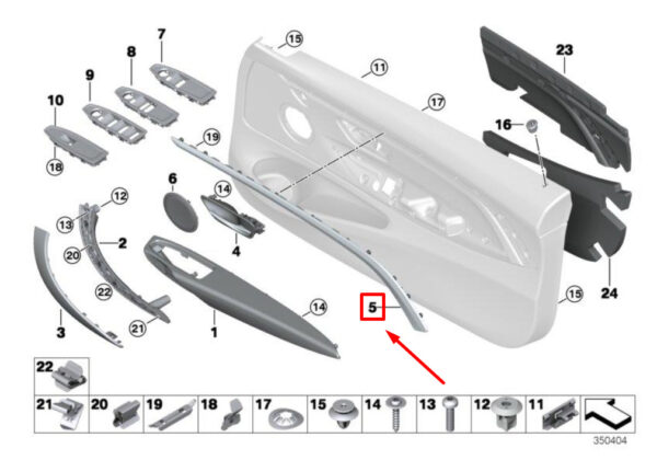 BMW 4 Cabrio F33, F83 Front Left Upper Door Trim 51417389535 7389535 ORIGINAL - Image 4