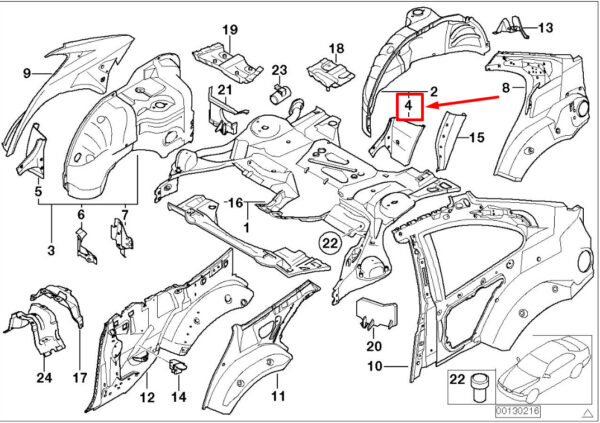 BMW 3 E46 Rear Left Body Covering Plate 41148245733 8245733 ORIGINAL - Image 4