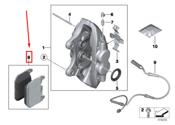 BMW 2 Coupe F22, F87 Front Brake Pad Set 34116878882 6878882 ORIGINAL - Image 4