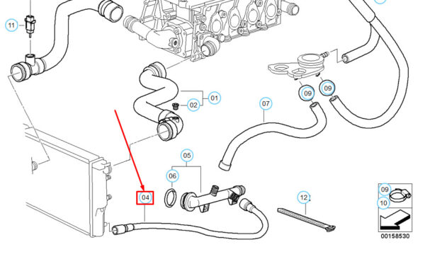 BMW 3 E46 Cooling System Water Hose 11531436368 1436368 ORIGINAL - Image 4