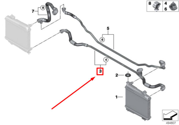 BMW 3 G20 Radiator External Coolant Hose 17128654820 8654820 ORIGINAL - Image 4