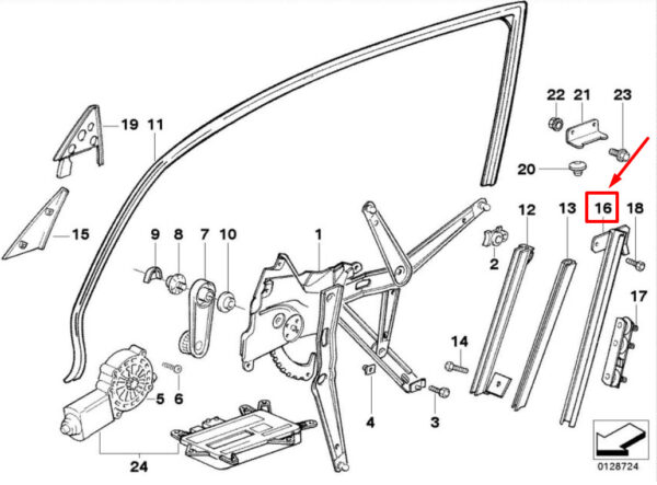 BMW 3 Compact E36 Front Left Window Guide Rail 1977585 51321977585 ORIGINAL - Image 4