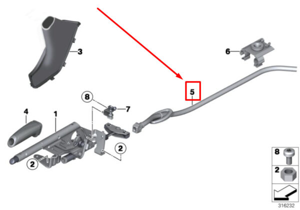 BMW F36 Left Console Parking Emer. Brake Cable 6792264 34406792264 ORIGINAL - Image 4