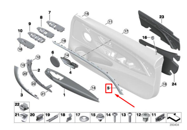 BMW 4 Coupe F32, F82 Front Right Accent Strip 51417389534 7389534 ORIGINAL - Image 4