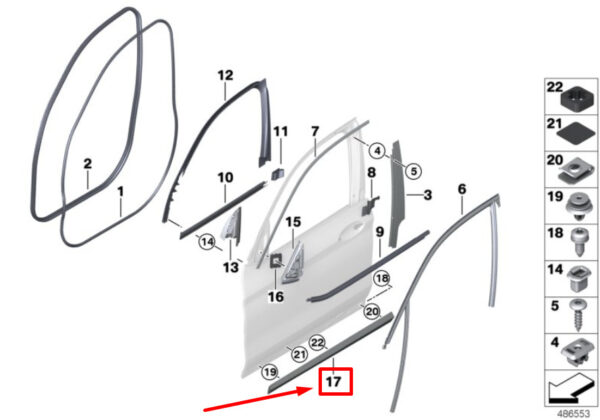 BMW X3 G01,F97 Front Left Door Protective Strip 51138064793 8064793 ORIGINAL - Image 4