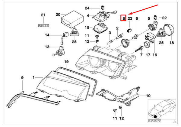 BMW 3 Cabrio E46 High Beam Cover 63127179827 7179827 ORIGINAL - Image 4