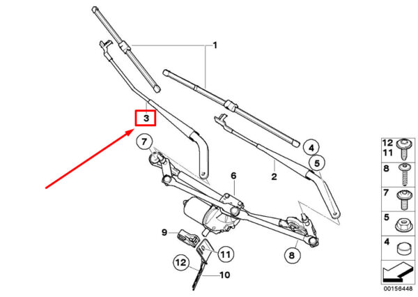 BMW X6 E71, E72 Front Right Wiper Arm 61619449963 9449963 ORIGINAL - Image 4