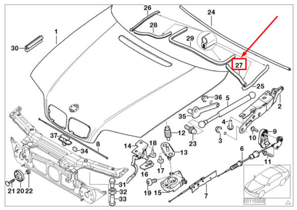 BMW 3 E46 Left Engine Compartment Sealing 51718215913 8215913 ORIGINAL - Image 4