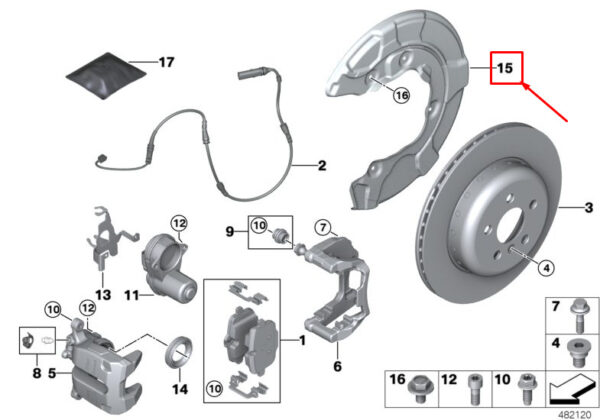 BMW X5 G05 Rear Left Brake Disc Protection 34206861801 ORIGINAL - Image 3
