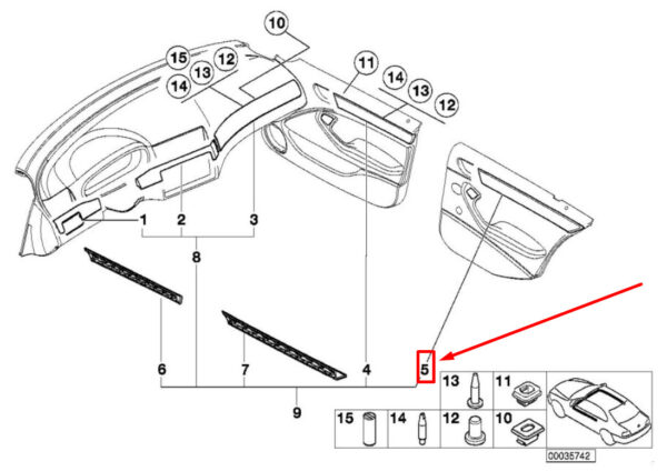 BMW 3 E46 Rear Right Door Decorative Strip 8235232 51428235232 ORIGINAL - Image 4