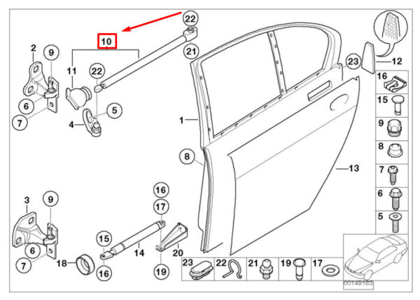BMW 7 E65, E66, E67 Rear Left Door Limiter 7001005 51227001005 ORIGINAL - Image 4